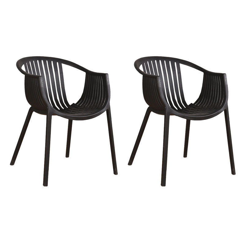 Contemporary Style Stackable Chair Dining Plastic Arm Chair for Kitchen Black 2 Piece Set Clearhalo 'Dining Chairs' 'Dining Tables & Seating' 'dining_chair' 'furn' 'furn_dining_chair' 'Furniture' 'furniture_dining_chair' 'Kitchen & Dining Furniture' 4732380