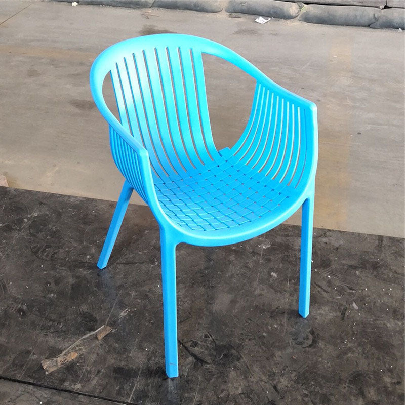 Contemporary Style Stackable Chair Dining Plastic Arm Chair for Kitchen Blue 1 Piece Clearhalo 'Dining Chairs' 'Dining Tables & Seating' 'dining_chair' 'furn' 'furn_dining_chair' 'Furniture' 'furniture_dining_chair' 'Kitchen & Dining Furniture' 4732382
