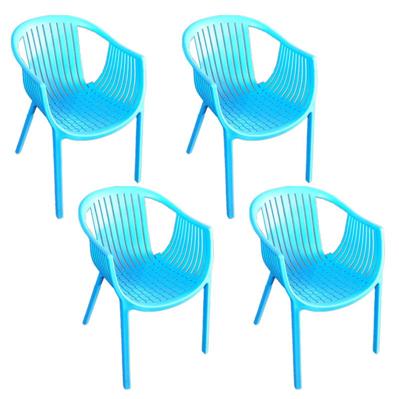 Contemporary Style Stackable Chair Dining Plastic Arm Chair for Kitchen Blue 4 Piece Set Clearhalo 'Dining Chairs' 'Dining Tables & Seating' 'dining_chair' 'furn' 'furn_dining_chair' 'Furniture' 'furniture_dining_chair' 'Kitchen & Dining Furniture' 4732384