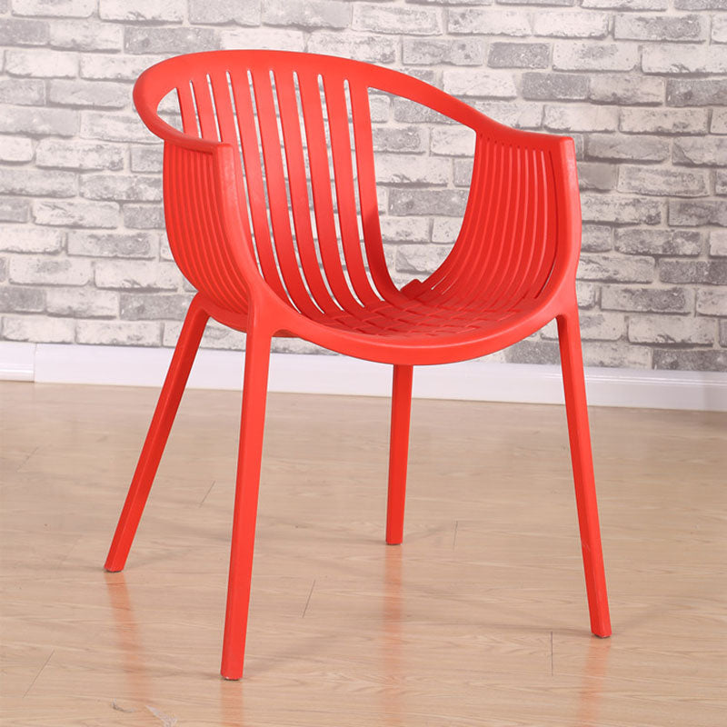 Contemporary Style Stackable Chair Dining Plastic Arm Chair for Kitchen Red 1 Piece Clearhalo 'Dining Chairs' 'Dining Tables & Seating' 'dining_chair' 'furn' 'furn_dining_chair' 'Furniture' 'furniture_dining_chair' 'Kitchen & Dining Furniture' 4732385
