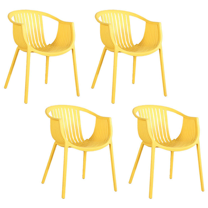 Contemporary Style Stackable Chair Dining Plastic Arm Chair for Kitchen Yellow 4 Piece Set Clearhalo 'Dining Chairs' 'Dining Tables & Seating' 'dining_chair' 'furn' 'furn_dining_chair' 'Furniture' 'furniture_dining_chair' 'Kitchen & Dining Furniture' 4732390