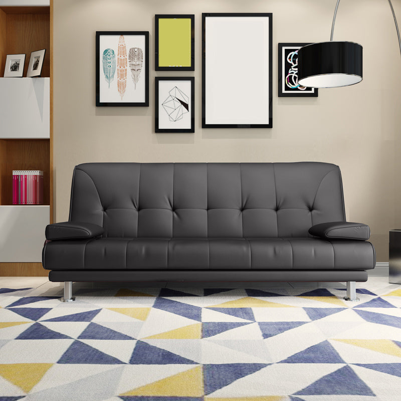 Faux Leather Pillow Top Arm Loveseat with Foldable and Wear-resisting for Living Room Black Clearhalo 'furn' 'furn_sofas' 'Furniture' 'furniture_sofas' 'kitchen' 'kitchen_sofas' 'Living Room Furniture' 'Sofa' 'sofas' 4740259