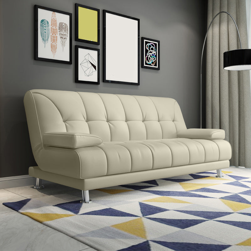 Faux Leather Pillow Top Arm Loveseat with Foldable and Wear-resisting for Living Room 76"L x 36"W x 37"H Beige Clearhalo 'furn' 'furn_sofas' 'Furniture' 'furniture_sofas' 'kitchen' 'kitchen_sofas' 'Living Room Furniture' 'Sofa' 'sofas' 4740262