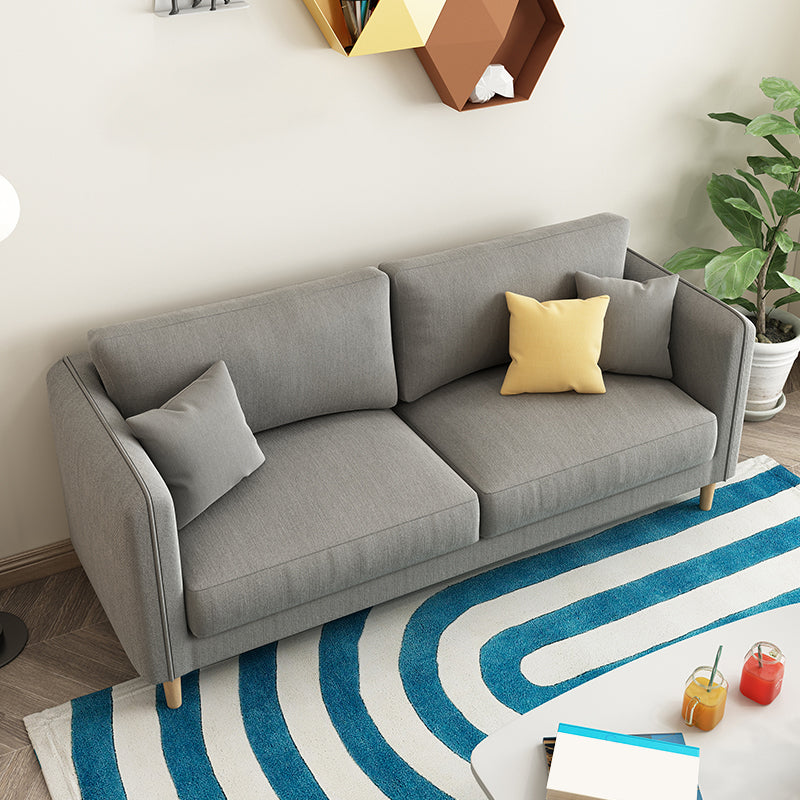 Scandinavian Loose Back Sofa 3-Seat Slipcovered Linen Square Arm Sofa Clearhalo 'furn' 'furn_sofas' 'Furniture' 'furniture_sofas' 'kitchen' 'kitchen_sofas' 'Living Room Furniture' 'Sofa' 'sofas' 4740281