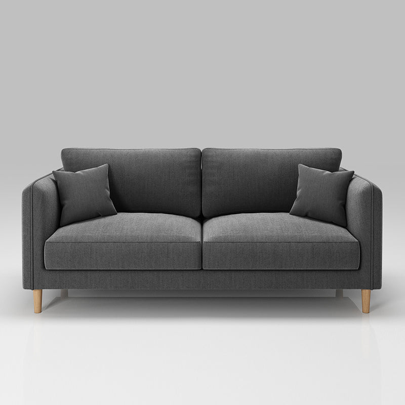 Scandinavian Loose Back Sofa 3-Seat Slipcovered Linen Square Arm Sofa Dark Gray Clearhalo 'furn' 'furn_sofas' 'Furniture' 'furniture_sofas' 'kitchen' 'kitchen_sofas' 'Living Room Furniture' 'Sofa' 'sofas' 4740286