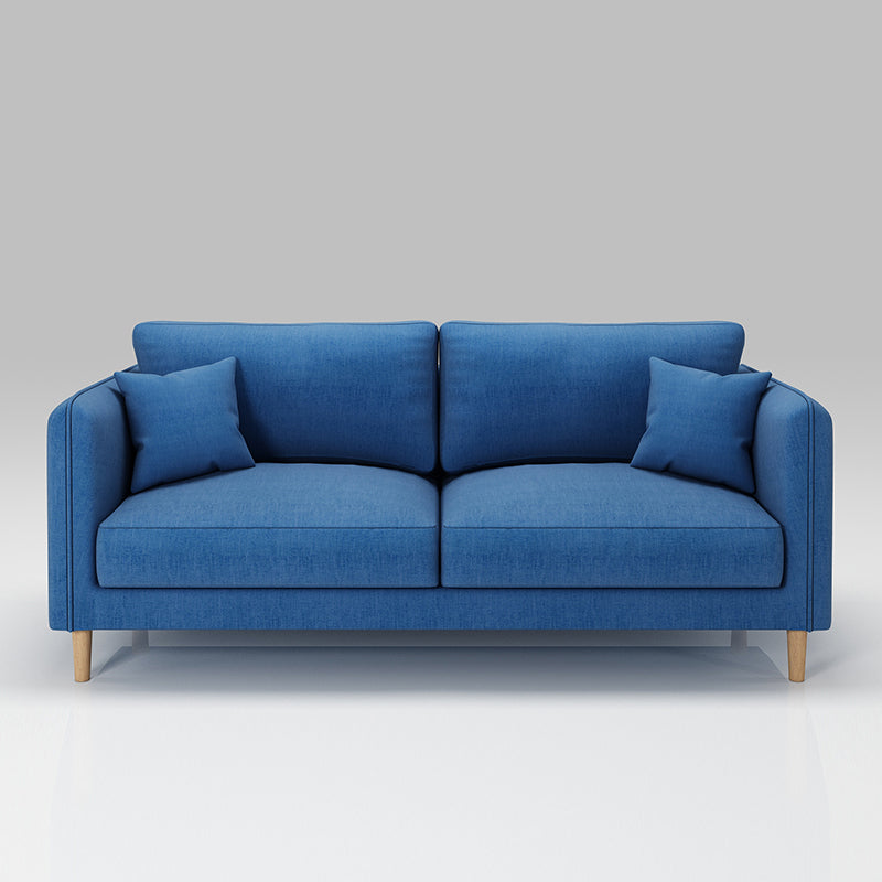 Scandinavian Loose Back Sofa 3-Seat Slipcovered Linen Square Arm Sofa Blue Clearhalo 'furn' 'furn_sofas' 'Furniture' 'furniture_sofas' 'kitchen' 'kitchen_sofas' 'Living Room Furniture' 'Sofa' 'sofas' 4740288