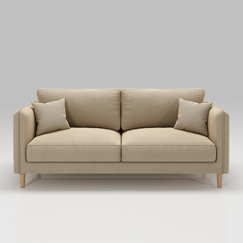 Scandinavian Loose Back Sofa 3-Seat Slipcovered Linen Square Arm Sofa Light Khaki Clearhalo 'furn' 'furn_sofas' 'Furniture' 'furniture_sofas' 'kitchen' 'kitchen_sofas' 'Living Room Furniture' 'Sofa' 'sofas' 4740294