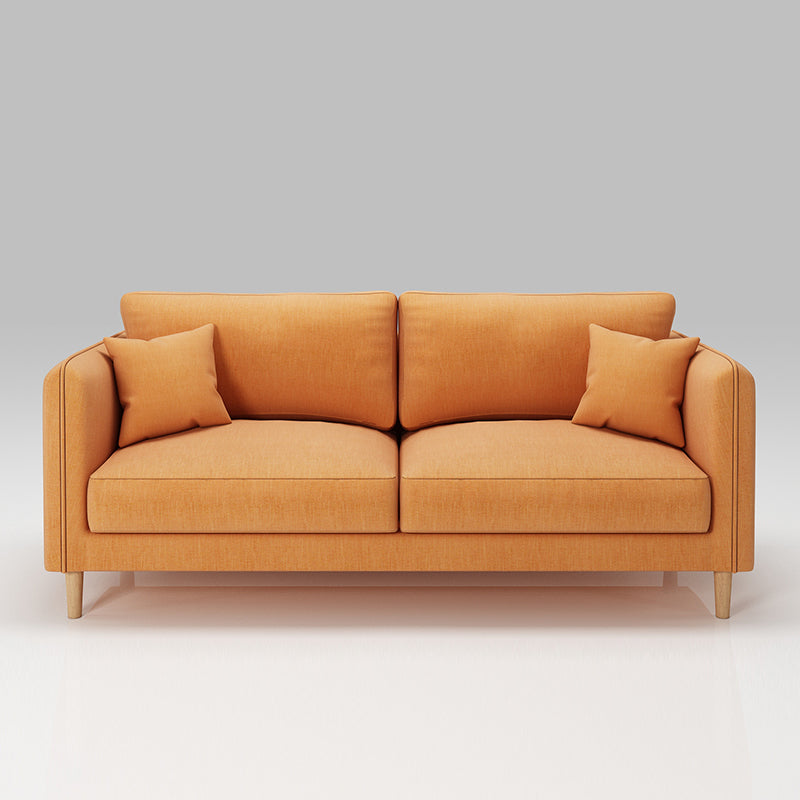 Scandinavian Loose Back Sofa 3-Seat Slipcovered Linen Square Arm Sofa Orange Clearhalo 'furn' 'furn_sofas' 'Furniture' 'furniture_sofas' 'kitchen' 'kitchen_sofas' 'Living Room Furniture' 'Sofa' 'sofas' 4740295