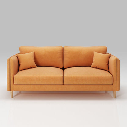Scandinavian Loose Back Sofa 3-Seat Slipcovered Linen Square Arm Sofa Orange Clearhalo 'furn' 'furn_sofas' 'Furniture' 'furniture_sofas' 'kitchen' 'kitchen_sofas' 'Living Room Furniture' 'Sofa' 'sofas' 4740295