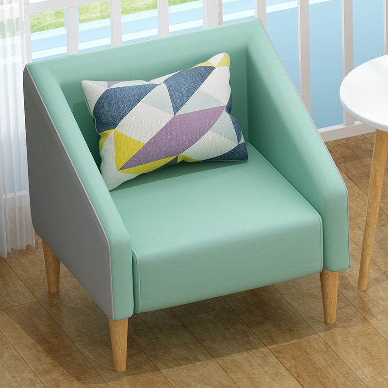 Contemporary Faux Leather Cotton Blend Sofa with Wooden Based Turquoise 31''H x 24''L x 24''W Faux Leather Clearhalo 'Furniture' 'furniture_sofas' 'kitchen' 'kitchen_sofas' 'Living Room Furniture' 'Sofa' 'sofas' 4740332