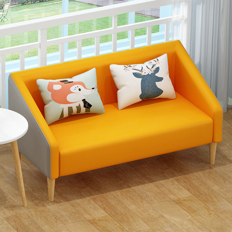 Contemporary Faux Leather Cotton Blend Sofa with Wooden Based Orange 31''H x 47''L x 24''W Faux Leather Clearhalo 'Furniture' 'furniture_sofas' 'kitchen' 'kitchen_sofas' 'Living Room Furniture' 'Sofa' 'sofas' 4740338