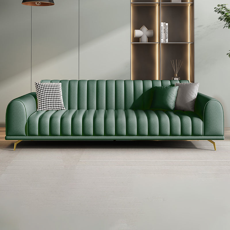 32.67"H Square Arm Water Resistant Solid Color Faux Leather Sofa with Sewn Pillow Back Green Clearhalo 'furn' 'furn_sofas' 'Furniture' 'furniture_sofas' 'kitchen' 'kitchen_sofas' 'Living Room Furniture' 'Sofa' 'sofas' 4740363