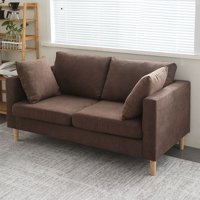 Loose Back Square Arm Sofa Nordic 24.4" D Slipcovered Loveseat Coffee Clearhalo 'furn' 'furn_sofas' 'Furniture' 'furniture_sofas' 'kitchen' 'kitchen_sofas' 'Living Room Furniture' 'Sofa' 'sofas' 4740375