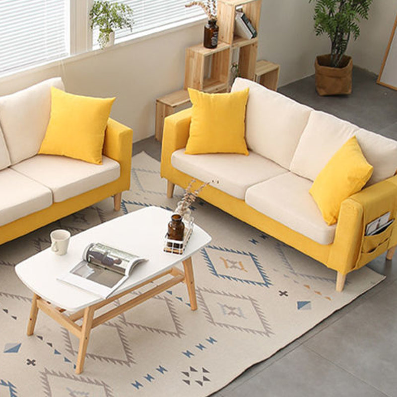 Loose Back Square Arm Sofa Nordic 24.4" D Slipcovered Loveseat Clearhalo 'furn' 'furn_sofas' 'Furniture' 'furniture_sofas' 'kitchen' 'kitchen_sofas' 'Living Room Furniture' 'Sofa' 'sofas' 4740376