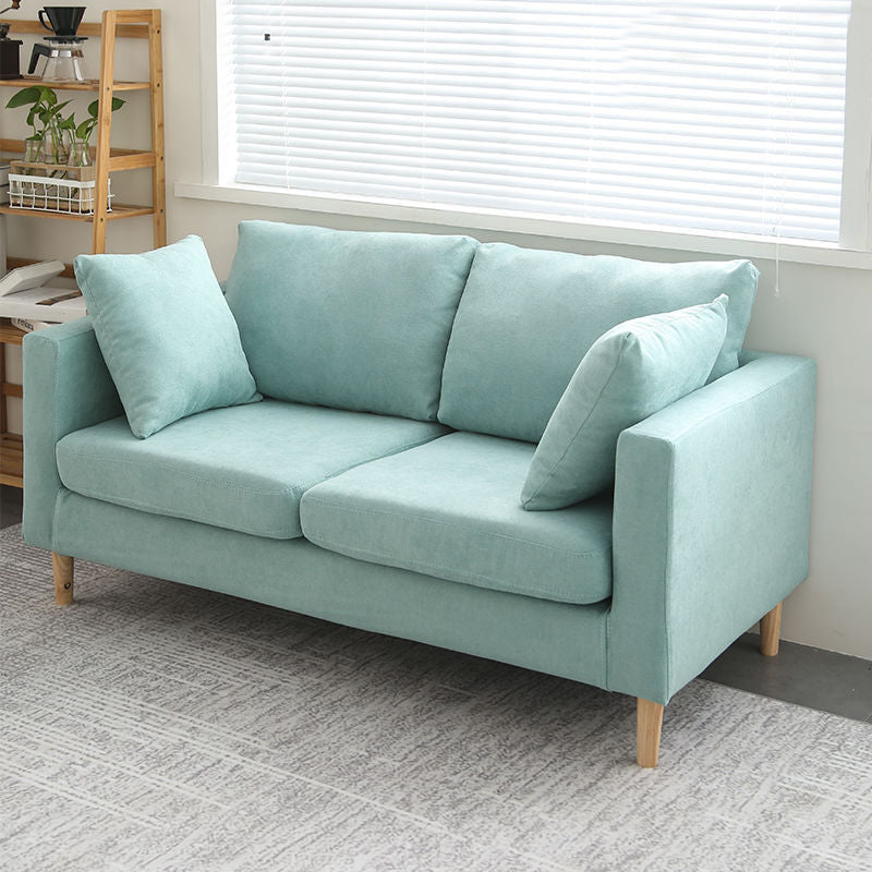 Loose Back Square Arm Sofa Nordic 24.4" D Slipcovered Loveseat Mint Green Clearhalo 'furn' 'furn_sofas' 'Furniture' 'furniture_sofas' 'kitchen' 'kitchen_sofas' 'Living Room Furniture' 'Sofa' 'sofas' 4740379