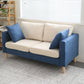 Loose Back Square Arm Sofa Nordic 24.4" D Slipcovered Loveseat Dark Blue-White Clearhalo 'furn' 'furn_sofas' 'Furniture' 'furniture_sofas' 'kitchen' 'kitchen_sofas' 'Living Room Furniture' 'Sofa' 'sofas' 4740386