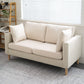 Loose Back Square Arm Sofa Nordic 24.4" D Slipcovered Loveseat Off-White Clearhalo 'furn' 'furn_sofas' 'Furniture' 'furniture_sofas' 'kitchen' 'kitchen_sofas' 'Living Room Furniture' 'Sofa' 'sofas' 4740389