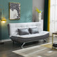 Armless Settee with Faux Leather 21.65" W Convertible Sleeper Sofa for Living Room White-Gray Clearhalo 'furn' 'furn_sofas' 'Furniture' 'furniture_sofas' 'kitchen' 'kitchen_sofas' 'Living Room Furniture' 'Sofa' 'sofas' 4740409