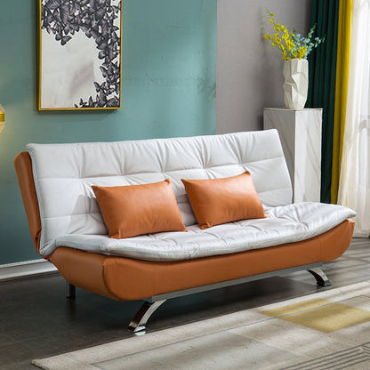Armless Settee with Faux Leather 21.65" W Convertible Sleeper Sofa for Living Room Beige Orange Clearhalo 'furn' 'furn_sofas' 'Furniture' 'furniture_sofas' 'kitchen' 'kitchen_sofas' 'Living Room Furniture' 'Sofa' 'sofas' 4740412