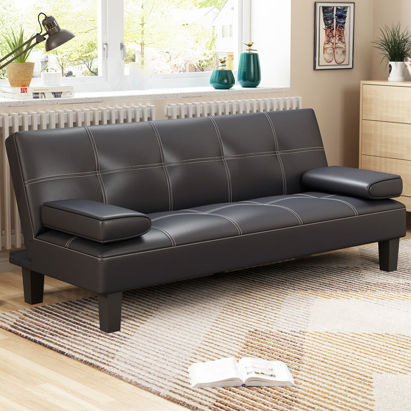 Modern Biscuit Back Faux Leather Sofa with Foldable and Wear-resisting Clearhalo 'furn' 'furn_sofas' 'Furniture' 'furniture_sofas' 'kitchen' 'kitchen_sofas' 'Living Room Furniture' 'Sofa' 'sofas' 4740417