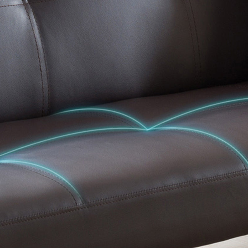 Modern Biscuit Back Faux Leather Sofa with Foldable and Wear-resisting Clearhalo 'furn' 'furn_sofas' 'Furniture' 'furniture_sofas' 'kitchen' 'kitchen_sofas' 'Living Room Furniture' 'Sofa' 'sofas' 4740424