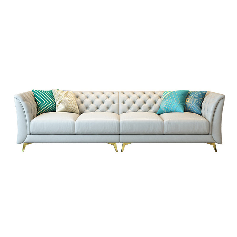 Modern Style Evagged Armrest Latex/sponge Padded Tufted Back Base Sofa 108"L x 35"W x 29.5"H Clearhalo 'furn' 'furn_sofas' 'Furniture' 'furniture_sofas' 'kitchen' 'kitchen_sofas' 'Living Room Furniture' 'Sofa' 'sofas' 4740448