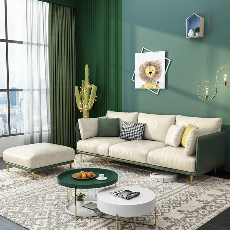 Imitation Leather Sofa with Pillow Back Square Armrest Latex Seat Filled with Wood Clearhalo 'Furniture' 'furniture_sofas' 'kitchen' 'kitchen_sofas' 'Living Room Furniture' 'Sofa' 'sofas' 4740472