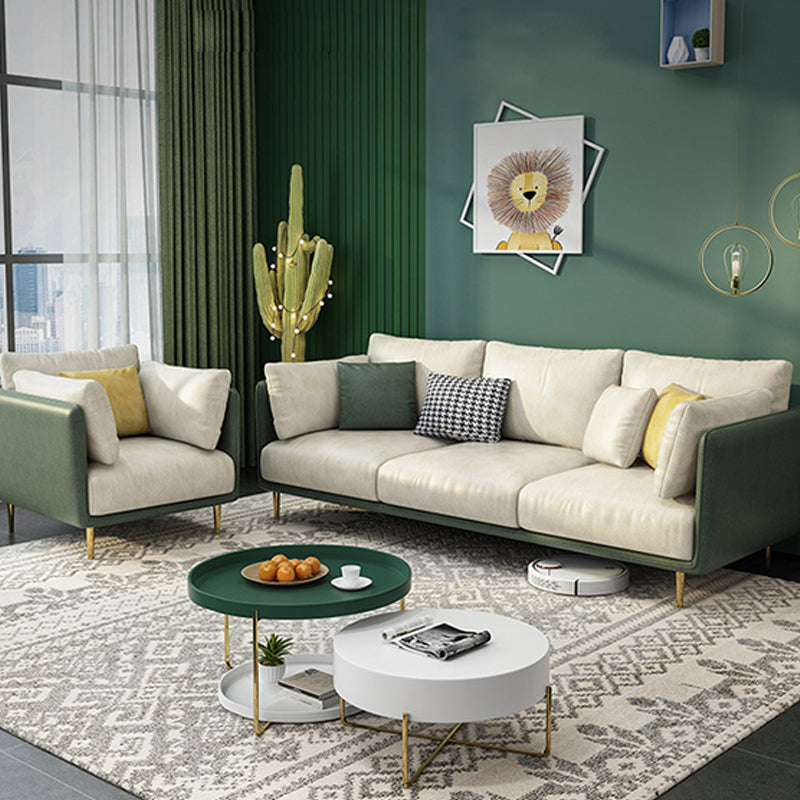 Imitation Leather Sofa with Pillow Back Square Armrest Latex Seat Filled with Wood Clearhalo 'Furniture' 'furniture_sofas' 'kitchen' 'kitchen_sofas' 'Living Room Furniture' 'Sofa' 'sofas' 4740474