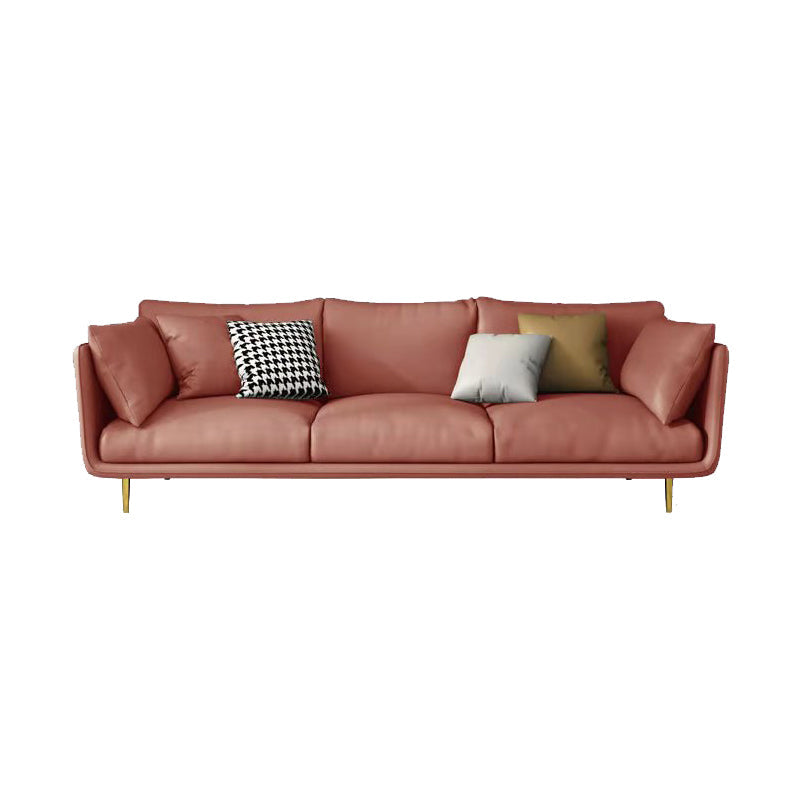 Imitation Leather Sofa with Pillow Back Square Armrest Latex Seat Filled with Wood Red Clearhalo 'Furniture' 'furniture_sofas' 'kitchen' 'kitchen_sofas' 'Living Room Furniture' 'Sofa' 'sofas' 4740480