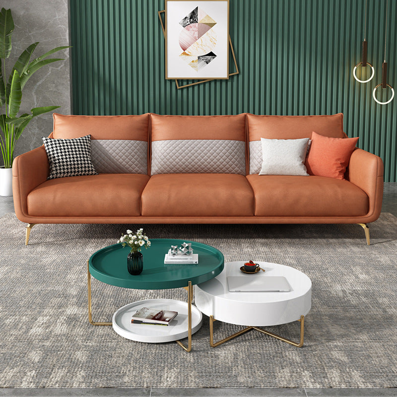 Modern Style Charles Of London Latex/sponge Seat Filled Solid Wood Base Sofa Orange Sponge Clearhalo 'furn' 'furn_sofas' 'Furniture' 'furniture_sofas' 'kitchen' 'kitchen_sofas' 'Living Room Furniture' 'Sofa' 'sofas' 4740526