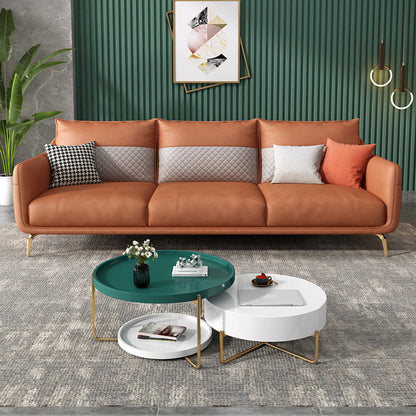 Modern Style Charles Of London Latex/sponge Seat Filled Solid Wood Base Sofa Orange Sponge Clearhalo 'furn' 'furn_sofas' 'Furniture' 'furniture_sofas' 'kitchen' 'kitchen_sofas' 'Living Room Furniture' 'Sofa' 'sofas' 4740526