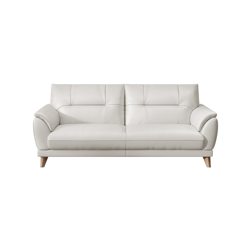 Ultra-Modern Sewn Pillow Back Sofa 33.46"H Pillow Top Arm Wear Resistance Sofa 63"L x 35"W x 33.5"H Faux Leather Clearhalo 'furn' 'furn_sofas' 'Furniture' 'furniture_sofas' 'kitchen' 'kitchen_sofas' 'Living Room Furniture' 'Sofa' 'sofas' 4740561
