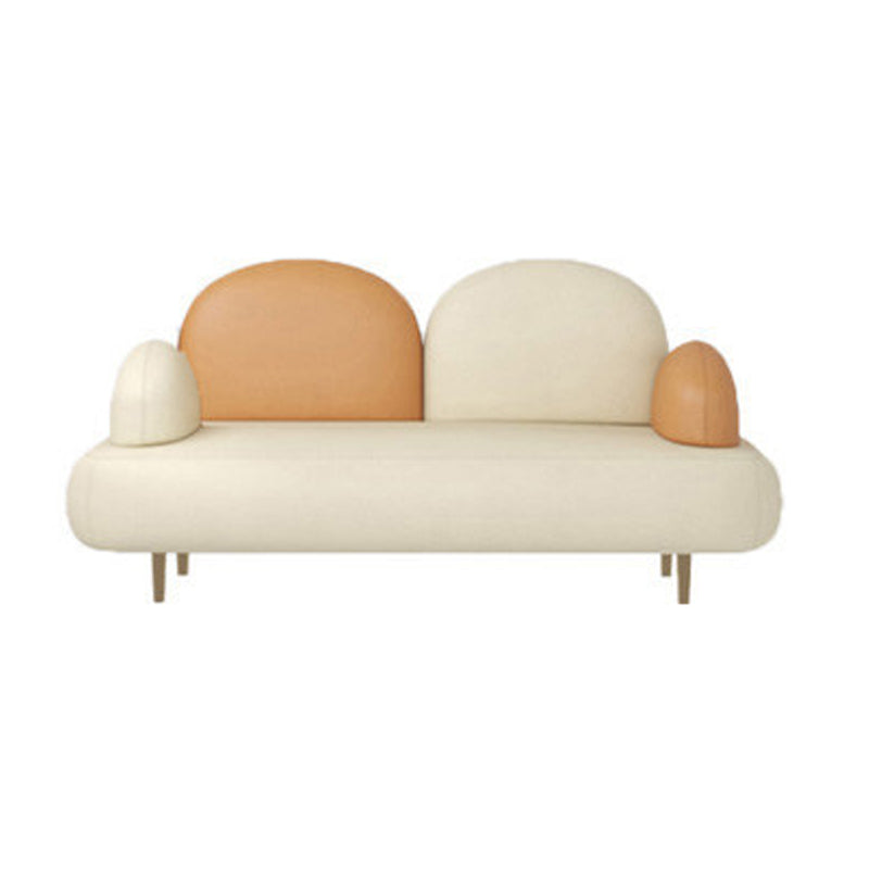Pillow Top Arm Sofa Modern Faux Leather 31.5-In High Loveseat 57"L x 28"W x 31.5"H Off-White Clearhalo 'furn' 'furn_sofas' 'Furniture' 'furniture_sofas' 'kitchen' 'kitchen_sofas' 'Living Room Furniture' 'Sofa' 'sofas' 4740574