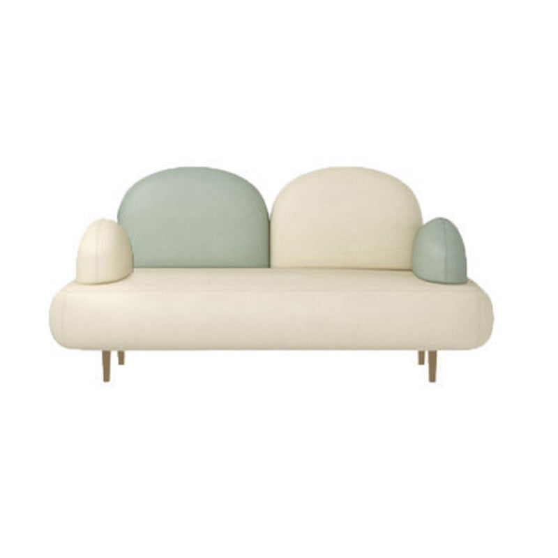 Pillow Top Arm Sofa Modern Faux Leather 31.5-In High Loveseat 57"L x 28"W x 31.5"H White Green Clearhalo 'furn' 'furn_sofas' 'Furniture' 'furniture_sofas' 'kitchen' 'kitchen_sofas' 'Living Room Furniture' 'Sofa' 'sofas' 4740579