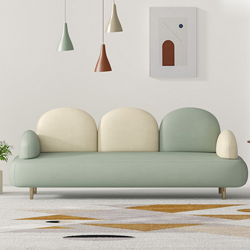 Pillow Top Arm Sofa Modern Faux Leather 31.5-In High Loveseat 81"L x 28"W x 31.5"H Green Clearhalo 'furn' 'furn_sofas' 'Furniture' 'furniture_sofas' 'kitchen' 'kitchen_sofas' 'Living Room Furniture' 'Sofa' 'sofas' 4740581