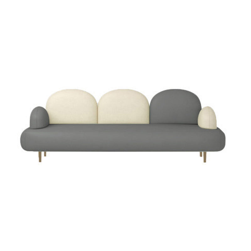 Pillow Top Arm Sofa Modern Faux Leather 31.5-In High Loveseat 81"L x 28"W x 31.5"H Grey Clearhalo 'furn' 'furn_sofas' 'Furniture' 'furniture_sofas' 'kitchen' 'kitchen_sofas' 'Living Room Furniture' 'Sofa' 'sofas' 4740585