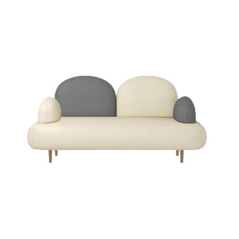 Pillow Top Arm Sofa Modern Faux Leather 31.5-In High Loveseat 57"L x 28"W x 31.5"H White-Gray Clearhalo 'furn' 'furn_sofas' 'Furniture' 'furniture_sofas' 'kitchen' 'kitchen_sofas' 'Living Room Furniture' 'Sofa' 'sofas' 4740588