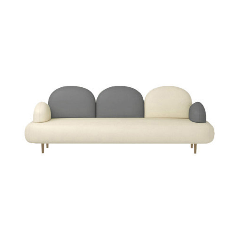 Pillow Top Arm Sofa Modern Faux Leather 31.5-In High Loveseat 81"L x 28"W x 31.5"H White-Gray Clearhalo 'furn' 'furn_sofas' 'Furniture' 'furniture_sofas' 'kitchen' 'kitchen_sofas' 'Living Room Furniture' 'Sofa' 'sofas' 4740590