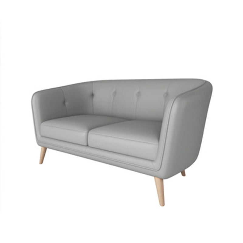 Modern Faux Leather Tufted Back Curved Loveseat Sofa with 1/2 seat 51"L x 26"W x 29"H Grey Clearhalo 'furn' 'furn_sofas' 'Furniture' 'furniture_sofas' 'kitchen' 'kitchen_sofas' 'Living Room Furniture' 'Sofa' 'sofas' 4740617