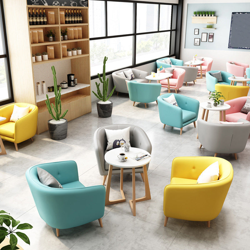 Modern Faux Leather Tufted Back Curved Loveseat Sofa with 1/2 seat Clearhalo 'furn' 'furn_sofas' 'Furniture' 'furniture_sofas' 'kitchen' 'kitchen_sofas' 'Living Room Furniture' 'Sofa' 'sofas' 4740618