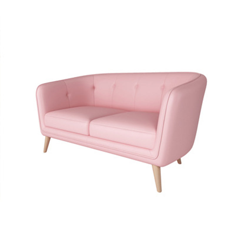 Modern Faux Leather Tufted Back Curved Loveseat Sofa with 1/2 seat 51"L x 26"W x 29"H Pink Clearhalo 'furn' 'furn_sofas' 'Furniture' 'furniture_sofas' 'kitchen' 'kitchen_sofas' 'Living Room Furniture' 'Sofa' 'sofas' 4740621