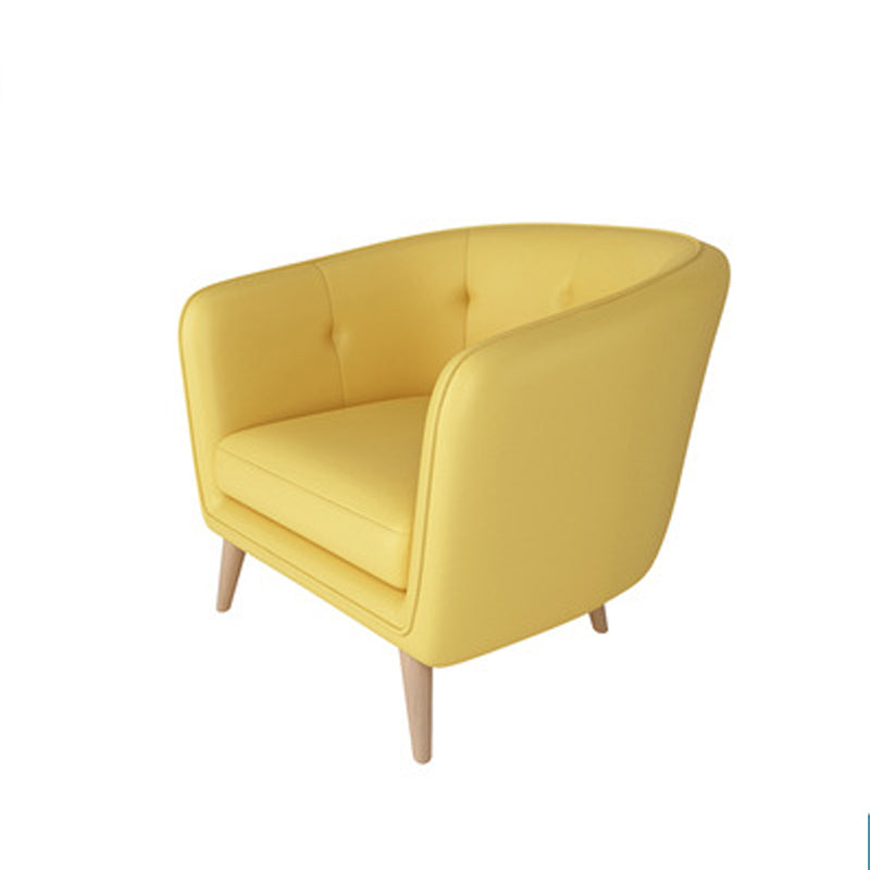 Modern Faux Leather Tufted Back Curved Loveseat Sofa with 1/2 seat 29.5"L x 26"W x 29"H Yellow Clearhalo 'furn' 'furn_sofas' 'Furniture' 'furniture_sofas' 'kitchen' 'kitchen_sofas' 'Living Room Furniture' 'Sofa' 'sofas' 4740622