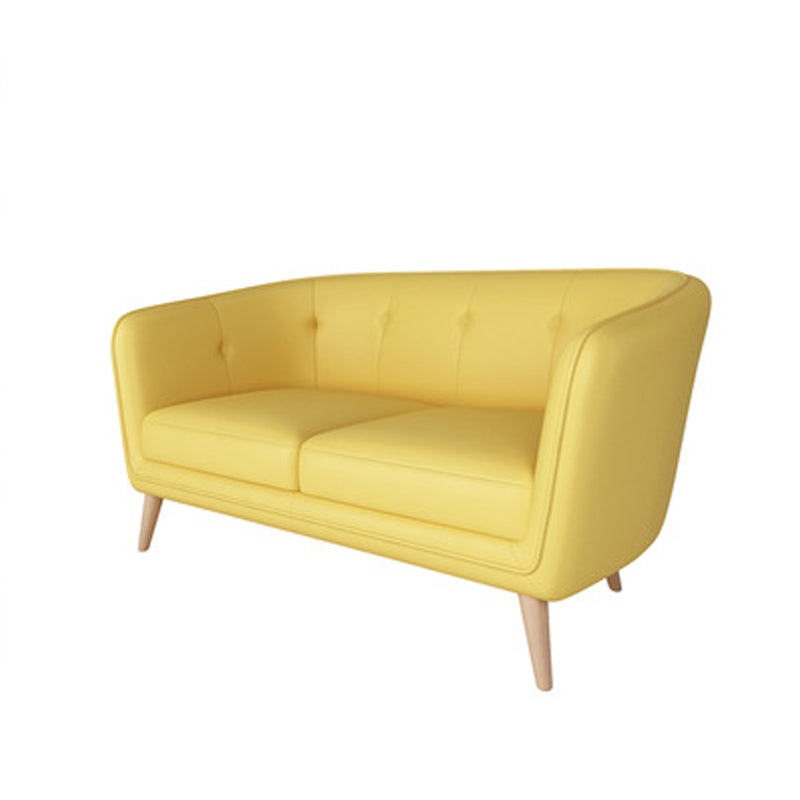 Modern Faux Leather Tufted Back Curved Loveseat Sofa with 1/2 seat 51"L x 26"W x 29"H Yellow Clearhalo 'furn' 'furn_sofas' 'Furniture' 'furniture_sofas' 'kitchen' 'kitchen_sofas' 'Living Room Furniture' 'Sofa' 'sofas' 4740625