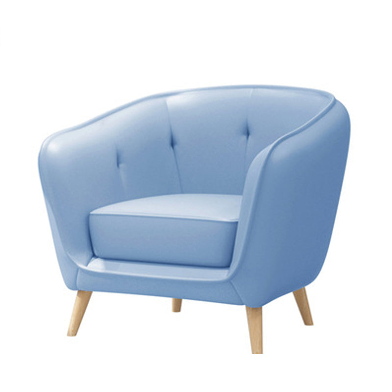 Modern Faux Leather Tufted Back Curved Loveseat Sofa with 1/2 seat 29.5"L x 26"W x 29"H Blue Clearhalo 'furn' 'furn_sofas' 'Furniture' 'furniture_sofas' 'kitchen' 'kitchen_sofas' 'Living Room Furniture' 'Sofa' 'sofas' 4740626
