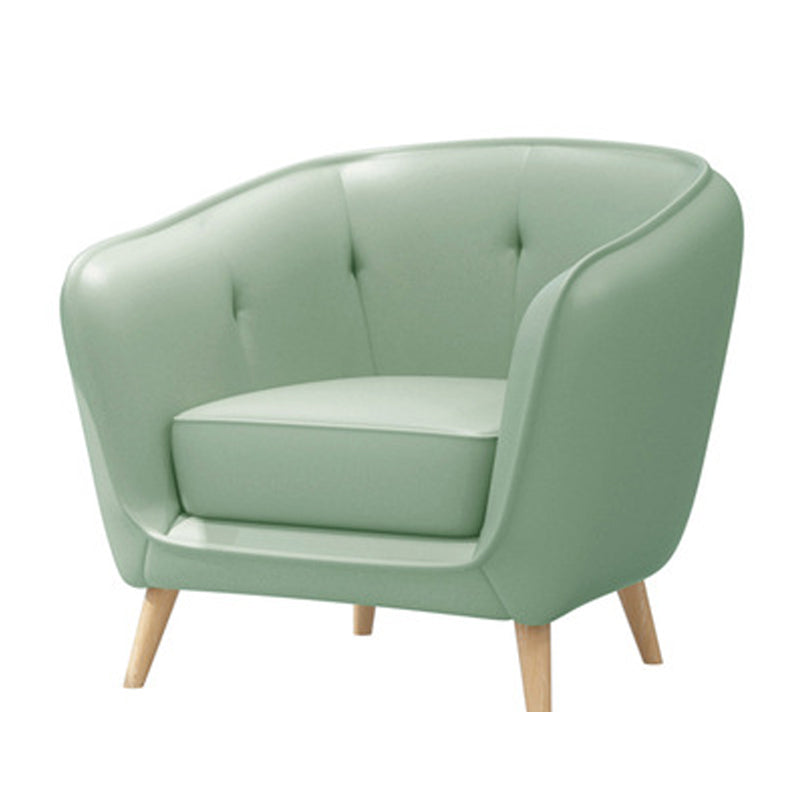 Modern Faux Leather Tufted Back Curved Loveseat Sofa with 1/2 seat 29.5"L x 26"W x 29"H Green Clearhalo 'furn' 'furn_sofas' 'Furniture' 'furniture_sofas' 'kitchen' 'kitchen_sofas' 'Living Room Furniture' 'Sofa' 'sofas' 4740628