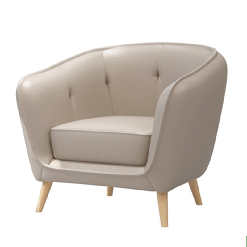 Modern Faux Leather Tufted Back Curved Loveseat Sofa with 1/2 seat 29.5"L x 26"W x 29"H Light Gray Clearhalo 'furn' 'furn_sofas' 'Furniture' 'furniture_sofas' 'kitchen' 'kitchen_sofas' 'Living Room Furniture' 'Sofa' 'sofas' 4740629