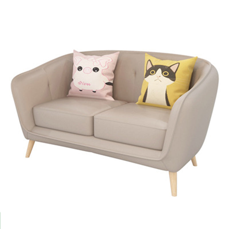 Modern Faux Leather Tufted Back Curved Loveseat Sofa with 1/2 seat 51"L x 26"W x 29"H Light Gray Clearhalo 'furn' 'furn_sofas' 'Furniture' 'furniture_sofas' 'kitchen' 'kitchen_sofas' 'Living Room Furniture' 'Sofa' 'sofas' 4740630