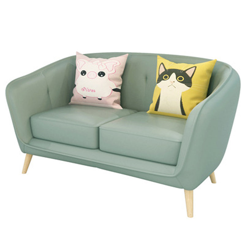 Modern Faux Leather Tufted Back Curved Loveseat Sofa with 1/2 seat 51"L x 26"W x 29"H Green Clearhalo 'furn' 'furn_sofas' 'Furniture' 'furniture_sofas' 'kitchen' 'kitchen_sofas' 'Living Room Furniture' 'Sofa' 'sofas' 4740631