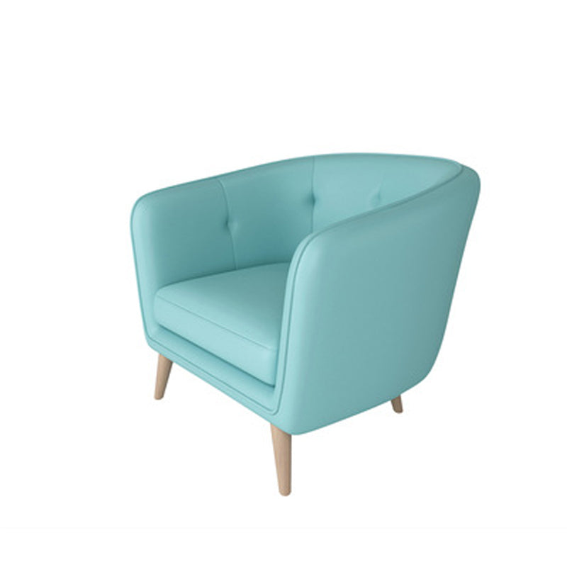 Modern Faux Leather Tufted Back Curved Loveseat Sofa with 1/2 seat 29.5"L x 26"W x 29"H Aqua Clearhalo 'furn' 'furn_sofas' 'Furniture' 'furniture_sofas' 'kitchen' 'kitchen_sofas' 'Living Room Furniture' 'Sofa' 'sofas' 4740632