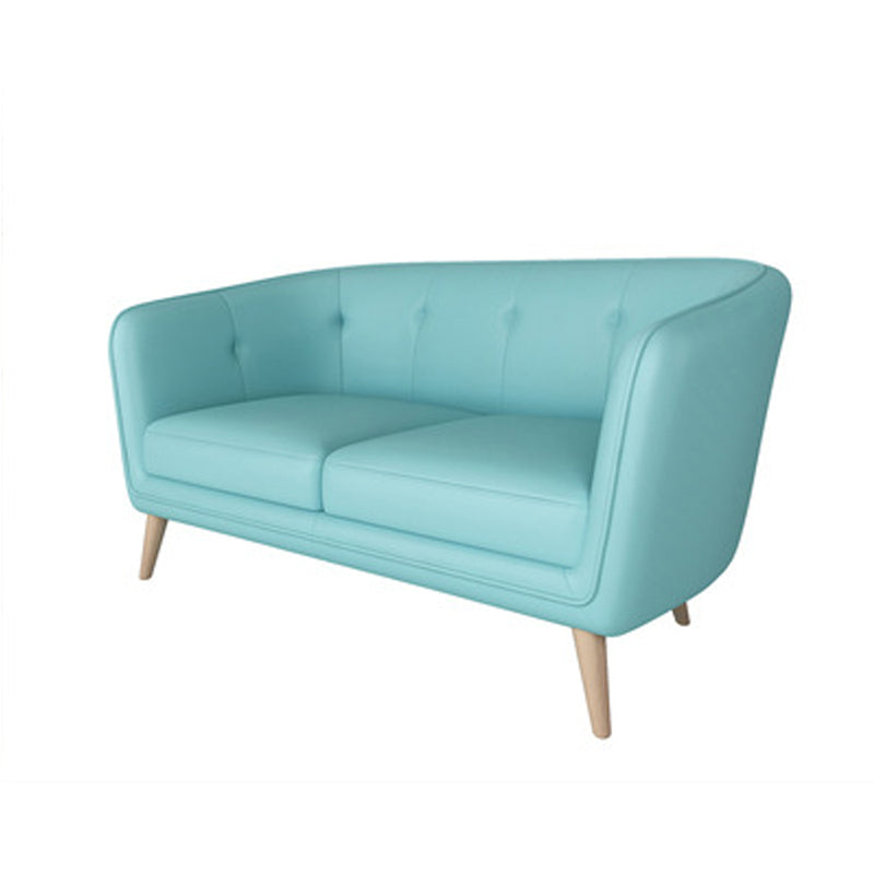 Modern Faux Leather Tufted Back Curved Loveseat Sofa with 1/2 seat 51"L x 26"W x 29"H Aqua Clearhalo 'furn' 'furn_sofas' 'Furniture' 'furniture_sofas' 'kitchen' 'kitchen_sofas' 'Living Room Furniture' 'Sofa' 'sofas' 4740634